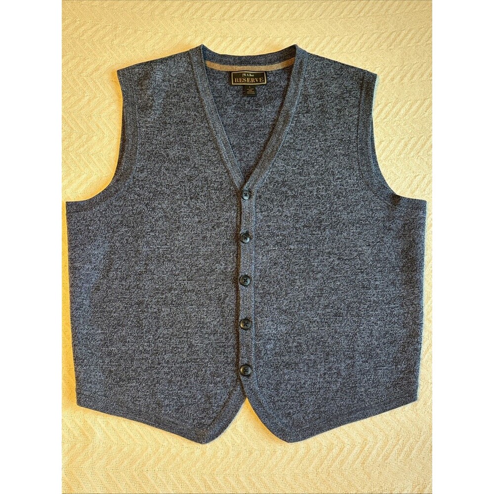 JOS A. Bank Reserve Men’s Sz L Merino Wool Acrylic Blend Blue Sweater Vest NWOT